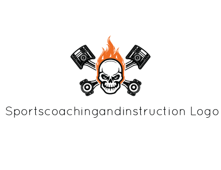pistons behind skull on fire