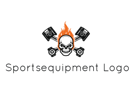 pistons behind skull on fire
