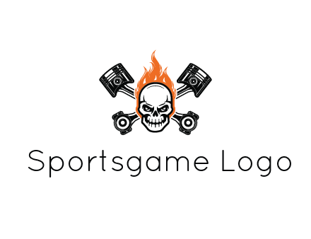 pistons behind skull on fire