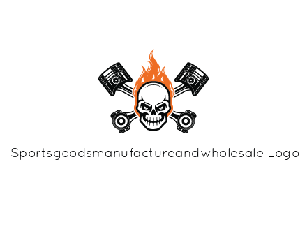 pistons behind skull on fire