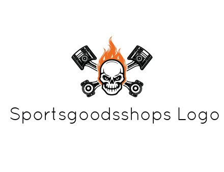 pistons behind skull on fire