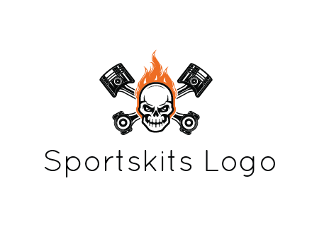 pistons behind skull on fire
