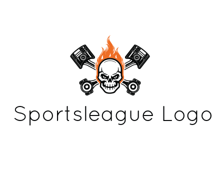 pistons behind skull on fire