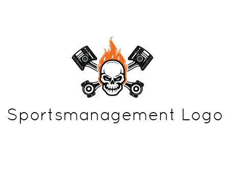 pistons behind skull on fire