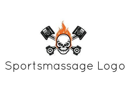 pistons behind skull on fire