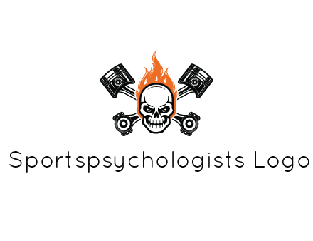 pistons behind skull on fire
