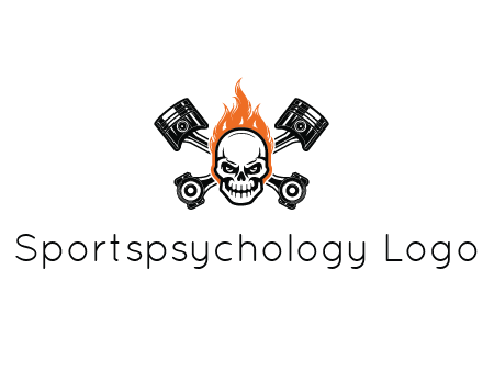 pistons behind skull on fire