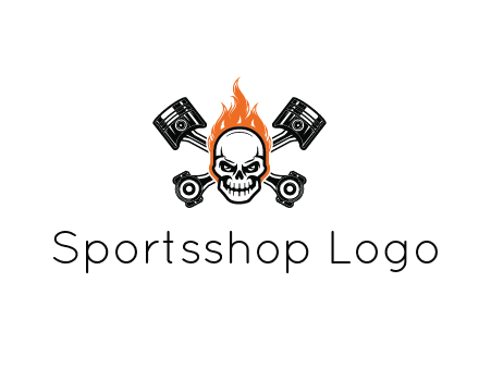pistons behind skull on fire