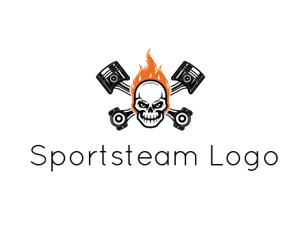 pistons behind skull on fire