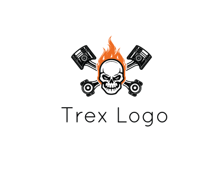 pistons behind skull on fire