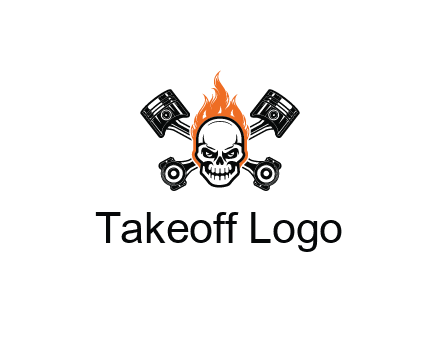 pistons behind skull on fire