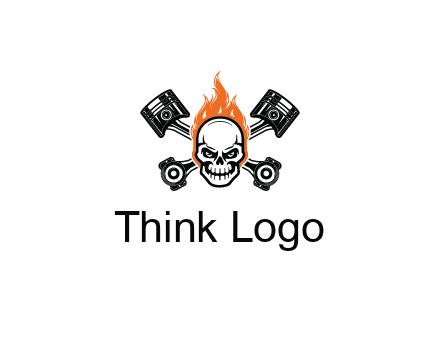 pistons behind skull on fire