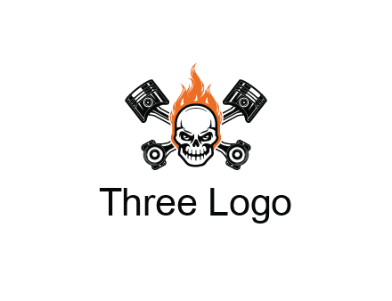 pistons behind skull on fire
