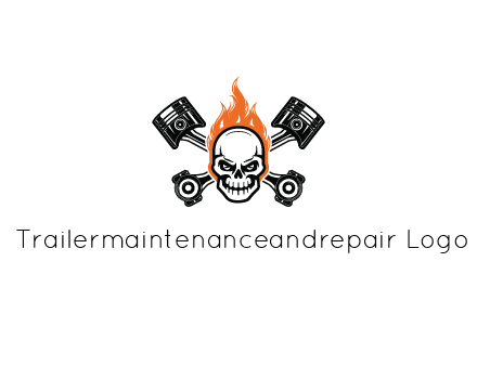 pistons behind skull on fire