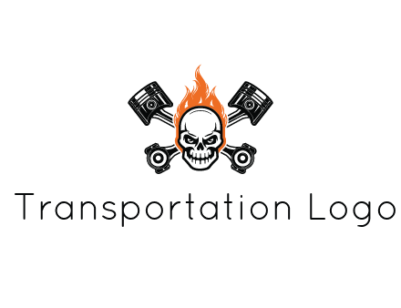 pistons behind skull on fire