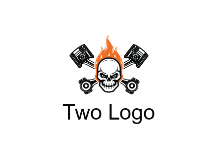 pistons behind skull on fire