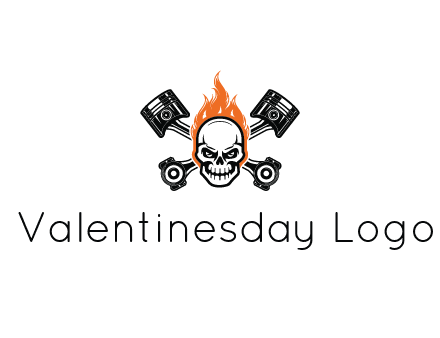 pistons behind skull on fire