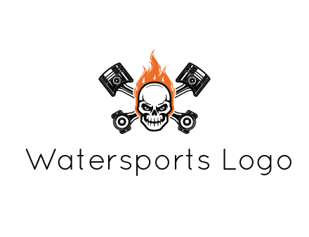 pistons behind skull on fire