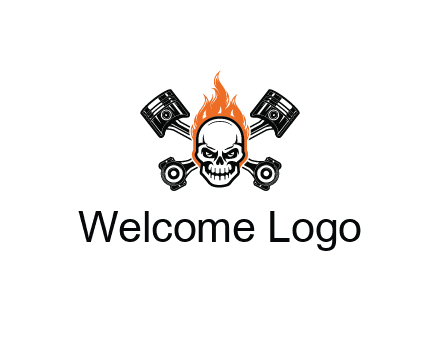 pistons behind skull on fire