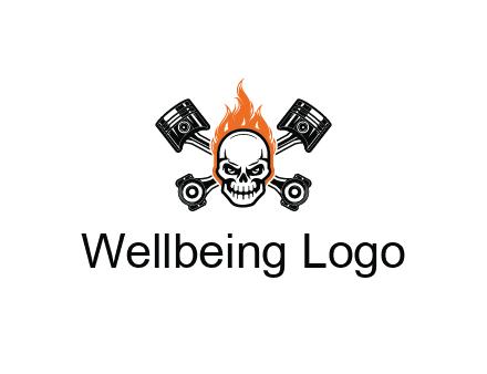 pistons behind skull on fire