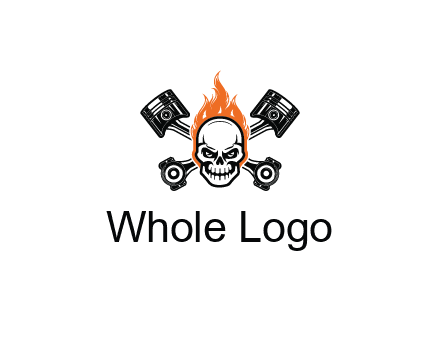 pistons behind skull on fire