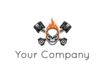 pistons behind skull on fire