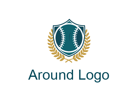 baseball in shield with leaves