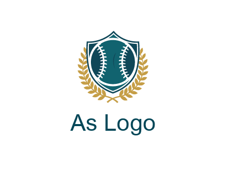 baseball in shield with leaves