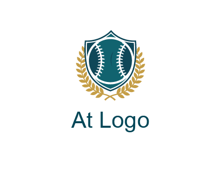 baseball in shield with leaves