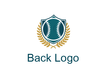 baseball in shield with leaves