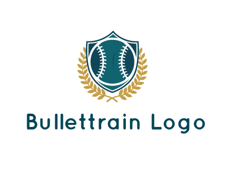 baseball in shield with leaves