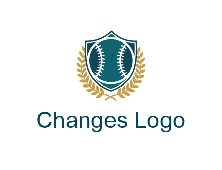 baseball in shield with leaves