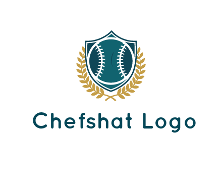 baseball in shield with leaves