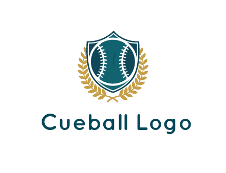 baseball in shield with leaves