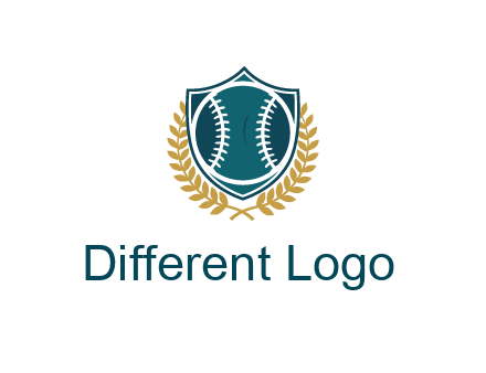 baseball in shield with leaves