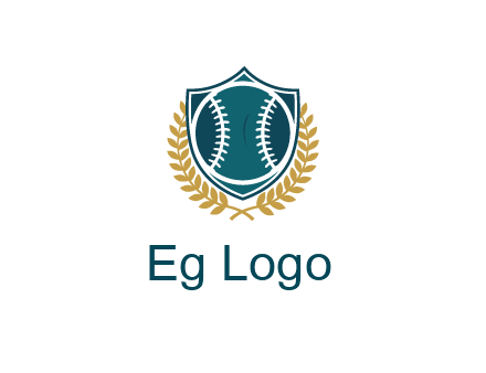 baseball in shield with leaves