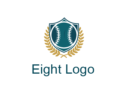 baseball in shield with leaves