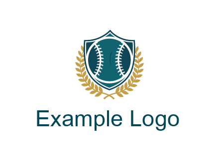 baseball in shield with leaves