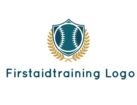 baseball in shield with leaves