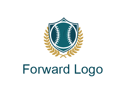 baseball in shield with leaves