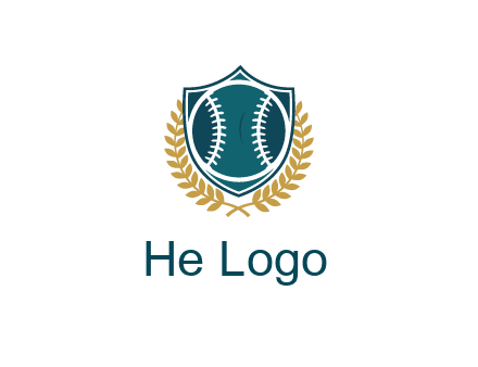 baseball in shield with leaves