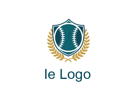 baseball in shield with leaves