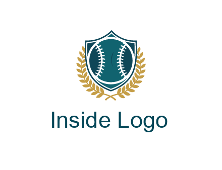 baseball in shield with leaves