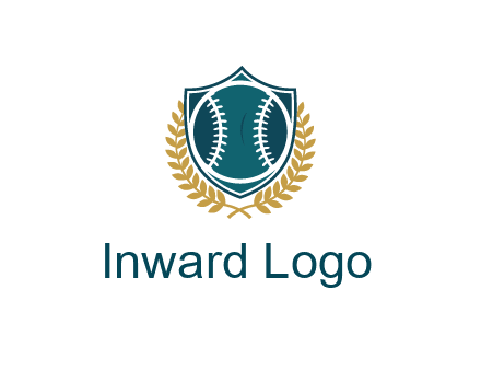 baseball in shield with leaves