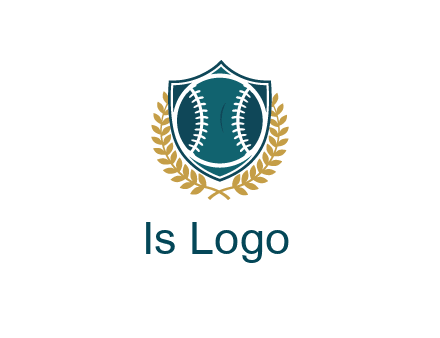 baseball in shield with leaves