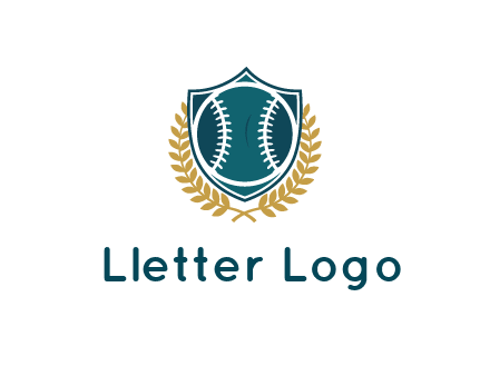baseball in shield with leaves