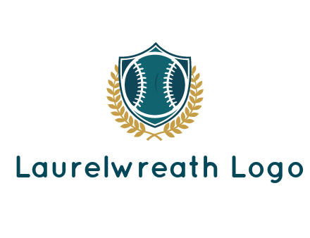 baseball in shield with leaves