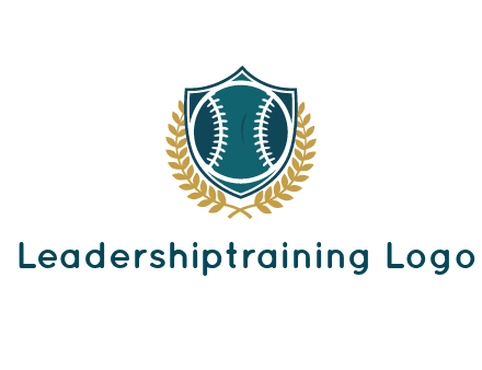 baseball in shield with leaves