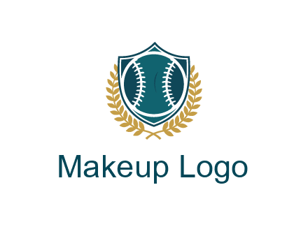 baseball in shield with leaves