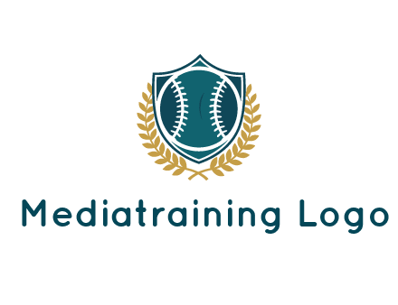 baseball in shield with leaves